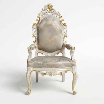 Stoel Troon Fauteuil Set Eetkamer Hout Design Antiek Stijl Barok Rococo