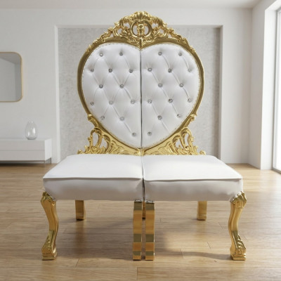 Chesterfield troonstoel Koninklijke gestoffeerde fluwelen liefdesharten antieke stijl stoelen