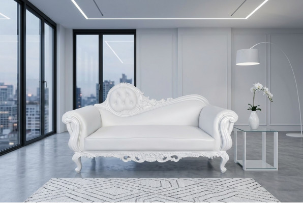 Ligstoel Troon Chaise longue Koninklijke bekleding Chesterfield fluweel Antieke stijl Stoel