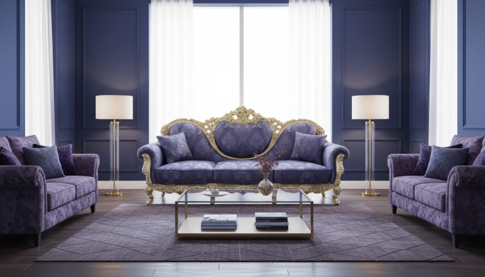 Troonbank Koningin fluwelen gestoffeerde 3-zitsbank in antieke stijl fauteuil lounge Chesterfield.