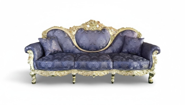 Troonbank Koningin fluwelen gestoffeerde 3-zitsbank in antieke stijl fauteuil lounge Chesterfield.