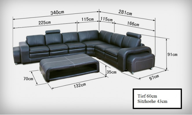 Leder bankstel woonlandschap hoekbank designbank L-vorm A1109B Banken Bankstellen