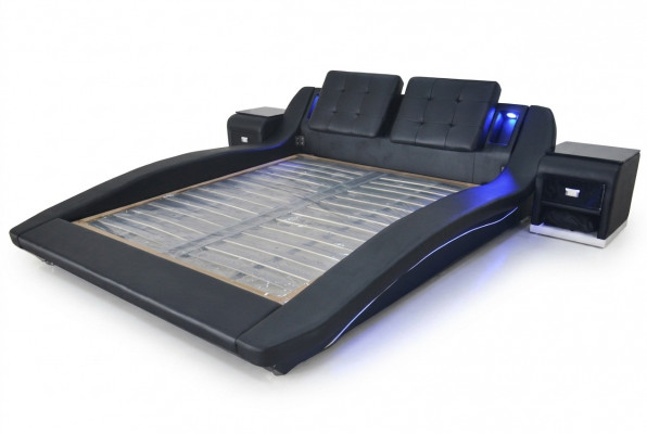 Luxe lederen design gestoffeerde bedden, dubbel modern bed, exclusief huwelijksbed, 180x200 cm.