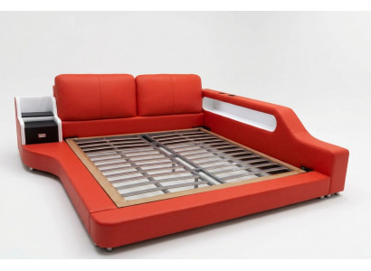 Dubbel luxe design leren bed gestoffeerde bedden moderne hotel multifunctioneel