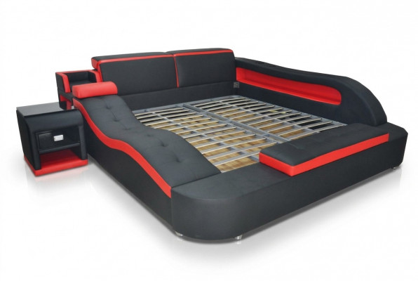 Dubbel luxe design leren bed gestoffeerde bedden moderne hotel multifunctioneel.