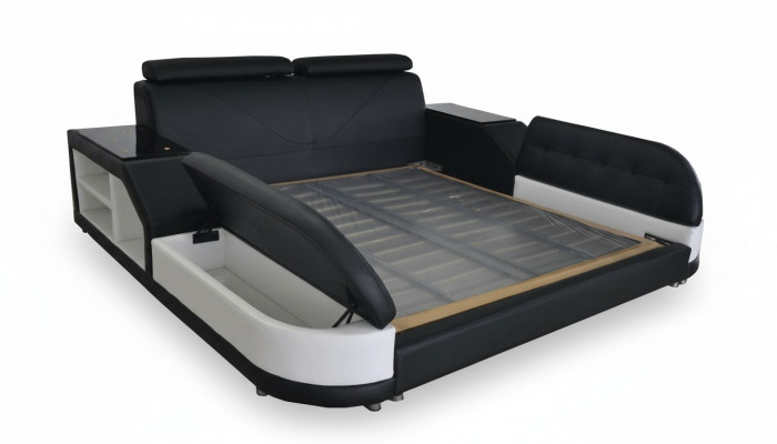 Ontwerp luxe bed van lederen bekleding, modern hotelbed voor huwelijk 140/160/180/200.