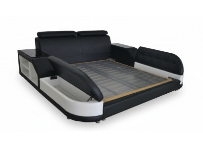 Ontwerp luxe bed van lederen bekleding, modern hotelbed voor huwelijk 140/160/180/200.