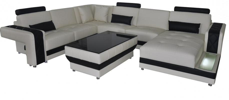 Leren bank Bank Woonlandschap Hoekbank Ontwerp Modern Decoratieve Bank
