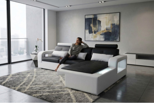Lederen bankstel bank woonlandschap hoekbankstel design modern bankdecoratie L-vorm