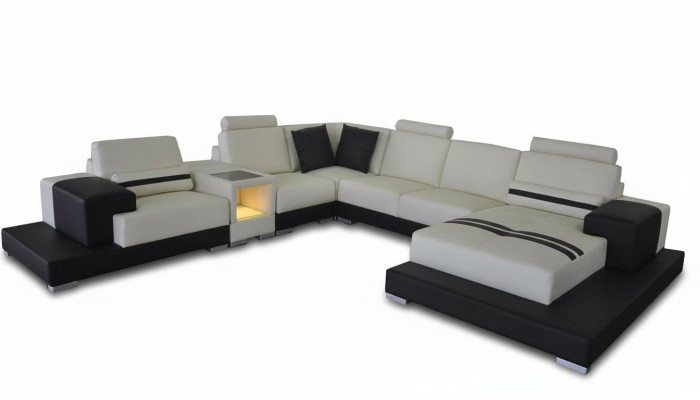 Leren bank Bank Woonlandschap Hoekbank Ontwerp Decoratieve Moderne Bank