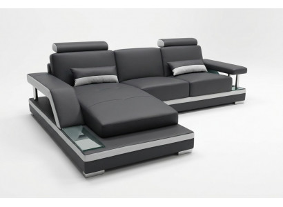 Ledersofa woonlandschap hoekbank ontwerp moderne bank L-vorm.