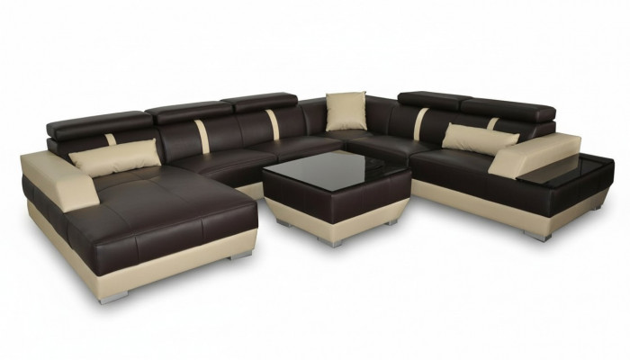 Leren bank woonlandschap hoekbank design modern bank decoratieve U-vorm