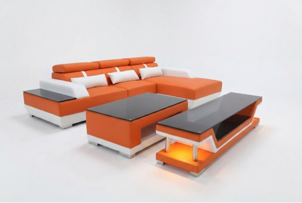 Leren bank woonlandschap hoekbank ontwerp modern sofa L-vorm chaise