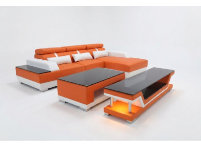 Leren bank woonlandschap hoekbank ontwerp modern sofa L-vorm chaise
