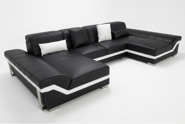 Lederen bank Bank woonlandschap Hoekbankstel Design Modern Bank U-vorm K5007C