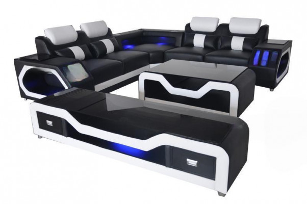 Leren bank Bankstel Woonlandschap Hoekbank Ontwerp Modern Bank L-Vorm G8046
