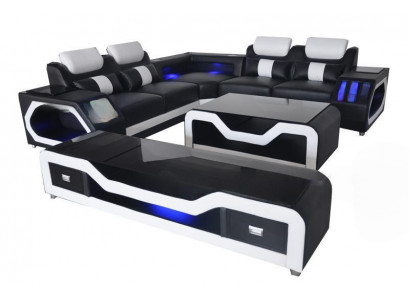 Leren bank Bankstel Woonlandschap Hoekbank Ontwerp Modern Bank L-Vorm G8046