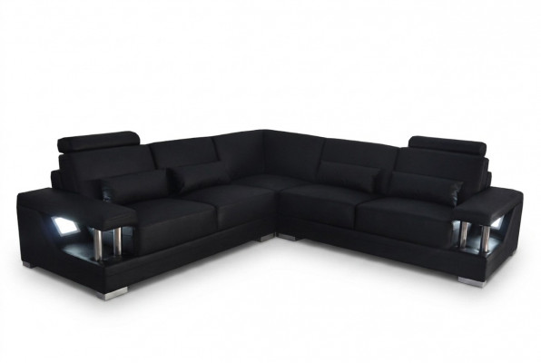 Lederen bank Bank Woonlandschap Hoekdecoratie set Design Modern Bank L-vorm