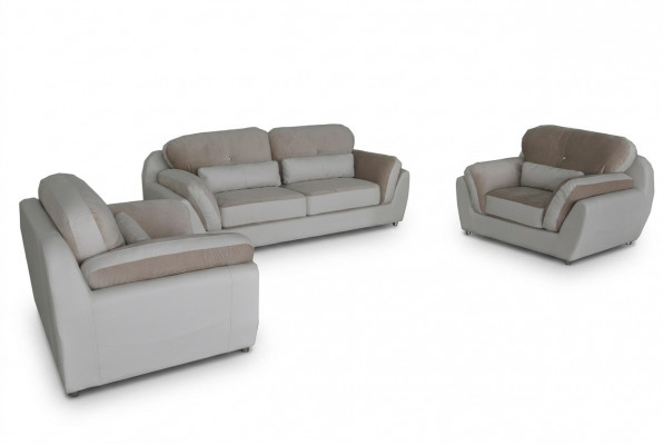Leder Textil Bank Stoff Zit Set Garnituur Ontwerp Bankstel 3+1+1 Fauteuil