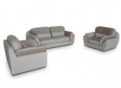 Leder Textil Bank Stoff Zit Set Garnituur Ontwerp Bankstel 3+1+1 Fauteuil
