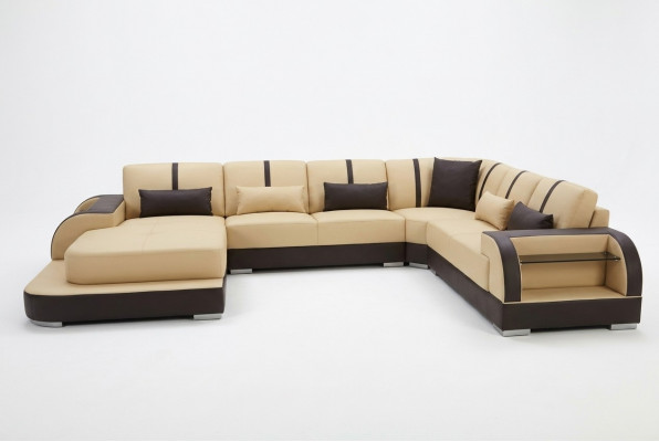 Leder bank kussen zit hoekstel modern design bankstellen woonlandschap U-vorm