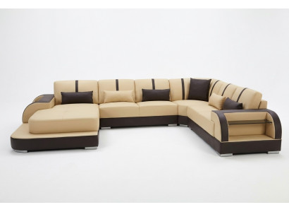 Leder bank kussen zit hoekstel modern design bankstellen woonlandschap U-vorm