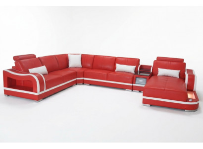 Leren bank Bank Woongroep Set Modern Design Deco Hoekbank  Leer bank Woonkamergroep Set Modern Design Deco Hoekbank