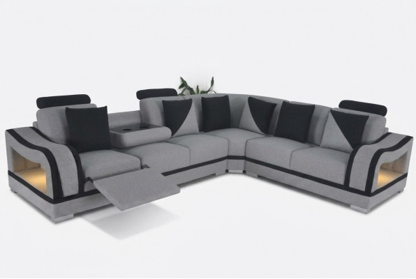 Leren bankstel woonlandschap set - Moderne L-vormige hoekbank.