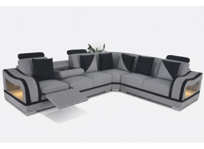 Leren bankstel woonlandschap set - Moderne L-vormige hoekbank.
