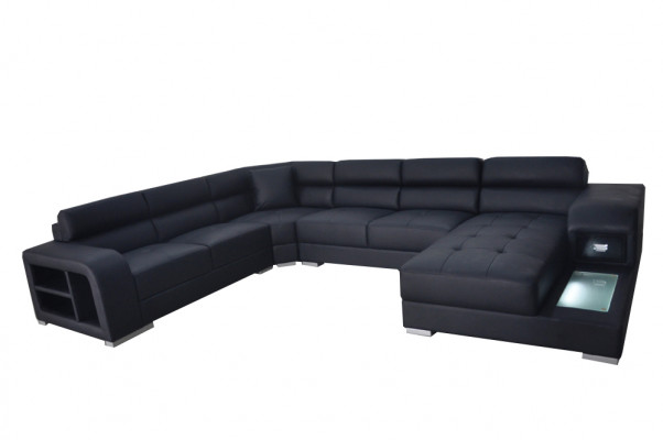 Leren bank woonlandschap set ontwerp modern hoekbank U-vorm G8029