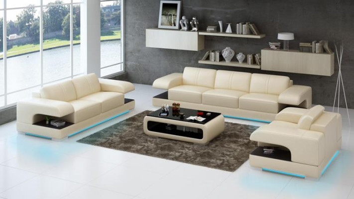 Leren banksstel bank woonlandschap set ontwerp modern bankstel 3+2+1 G8028D.