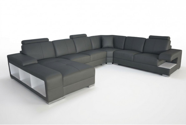 Leren bankstel bank woonlandschap set design moderne hoekbank U-vorm Nieuw G8028