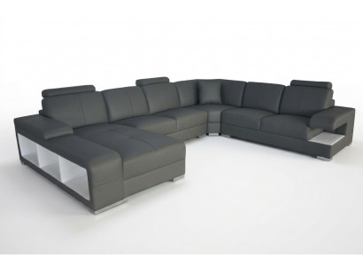 Leren bankstel bank woonlandschap set design moderne hoekbank U-vorm Nieuw G8028