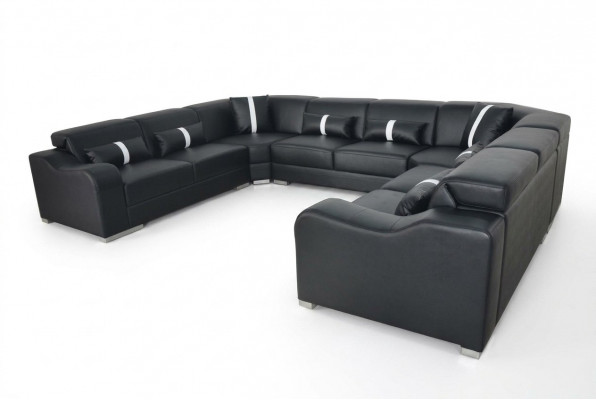 Leder Bankkussen Zit Ontwerp Modern Hoekbank Sofa U-vorm Woonlandschap