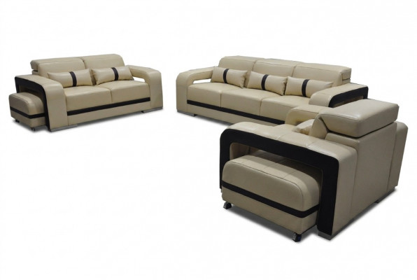 Bankstel van echt leer bank bekleding set 3+2+1 zit compleet set ontwerp nieuw