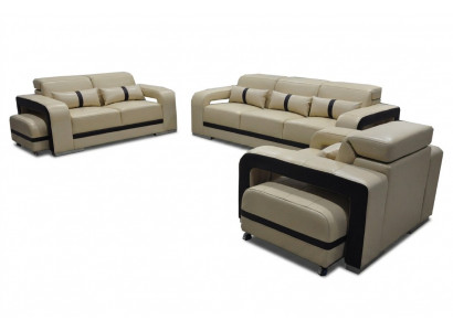 Bankstel van echt leer bank bekleding set 3+2+1 zit compleet set ontwerp nieuw