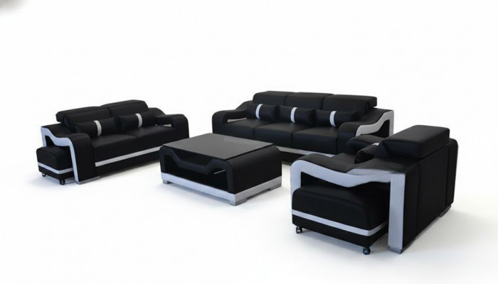 Sofa Leder Bankstel Bekleding Set 3+2+1 Zit Volledige Set Sets G8027D + Tafel
