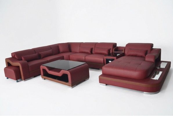 Leder woonbank set Ontwerp Modern Hoekbank Bank U-vorm G8027G Tafel