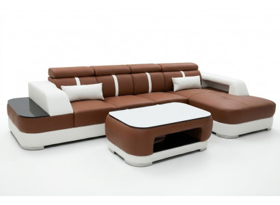Leder bank kussen zit ontwerp modern hoekbank bank woonlandschap + tafel