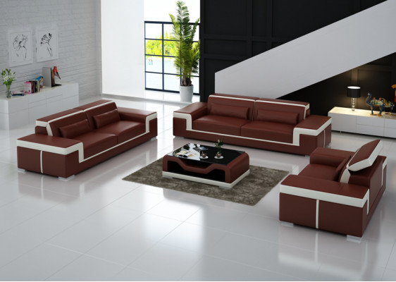 3+2+1 Bank Bank Bekleding Lederen Stof Banken Banken + Tafel Complete Set Nieuw