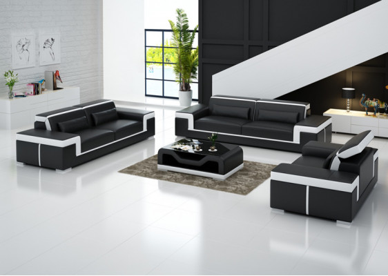 3+2+1 Bank Bank Bekleding Lederen Stof Banken Banken + Tafel Complete Set Nieuw
