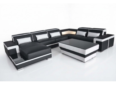 XXL leren bankstel bekleding woonbank zithoek hoekbank bankstellen + tafel  XXL leren bankstel bekleding woonbank zithoek hoekbank bankstellen + tafel
