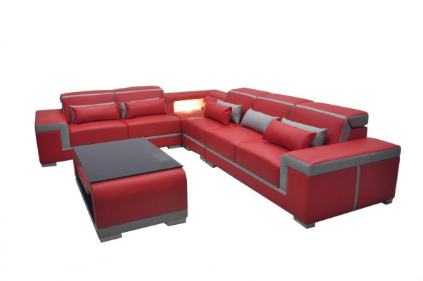 Leder bank Banken Bankhoekbank + Tafel Bankstellen L-vormige woonkamer