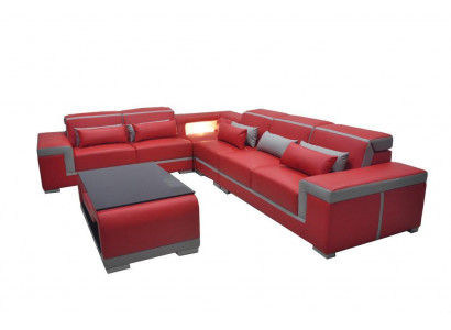 Leder bank Banken Bankhoekbank + Tafel Bankstellen L-vormige woonkamer