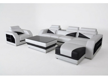 Leren hoekbankstel bankstellen banken gestoffeerde woonlandschap fauteuils hoek
