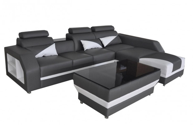 Leren hoekbank bank gestoffeerde bank banken bankstellen luxe bankstel + tafel