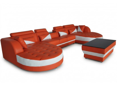 Leder hoekbank hoekwoonlandschap set design Moderne bankstellen U-vorm G8018