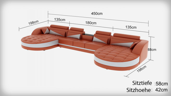 Eckbank bekleding bankstel zitplaats set moderne U-vorm woonlandschap hoekleer