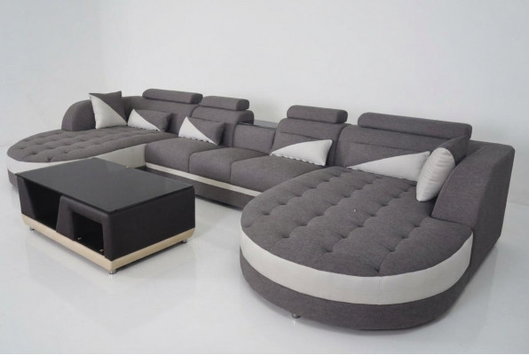 Eckbank bekleding bankstel zitplaats set moderne U-vorm woonlandschap hoekleer