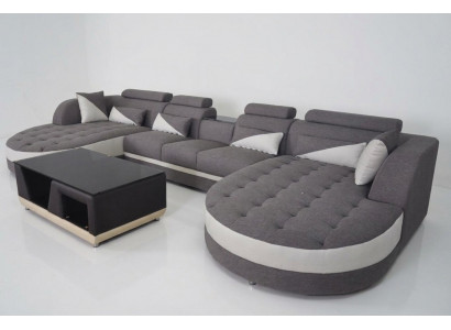 Eckbank bekleding bankstel zitplaats set moderne U-vorm woonlandschap hoekleer